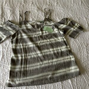 NWT Striped Cold Shoulder Top